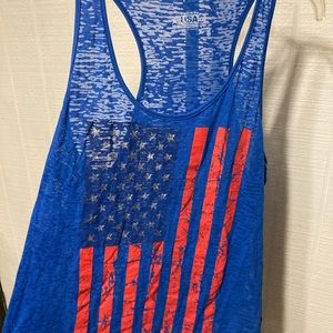 Sheer blue Fourth of July tank top XL